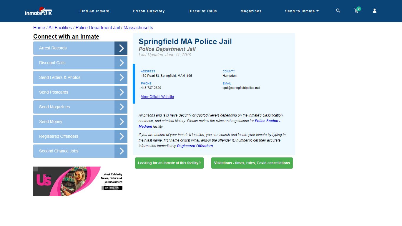 Springfield MA Police Jail & Inmate Search - Springfield, MA