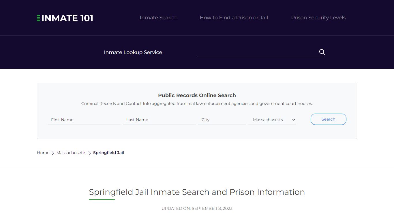 Springfield Jail Inmate Search and Prison Information